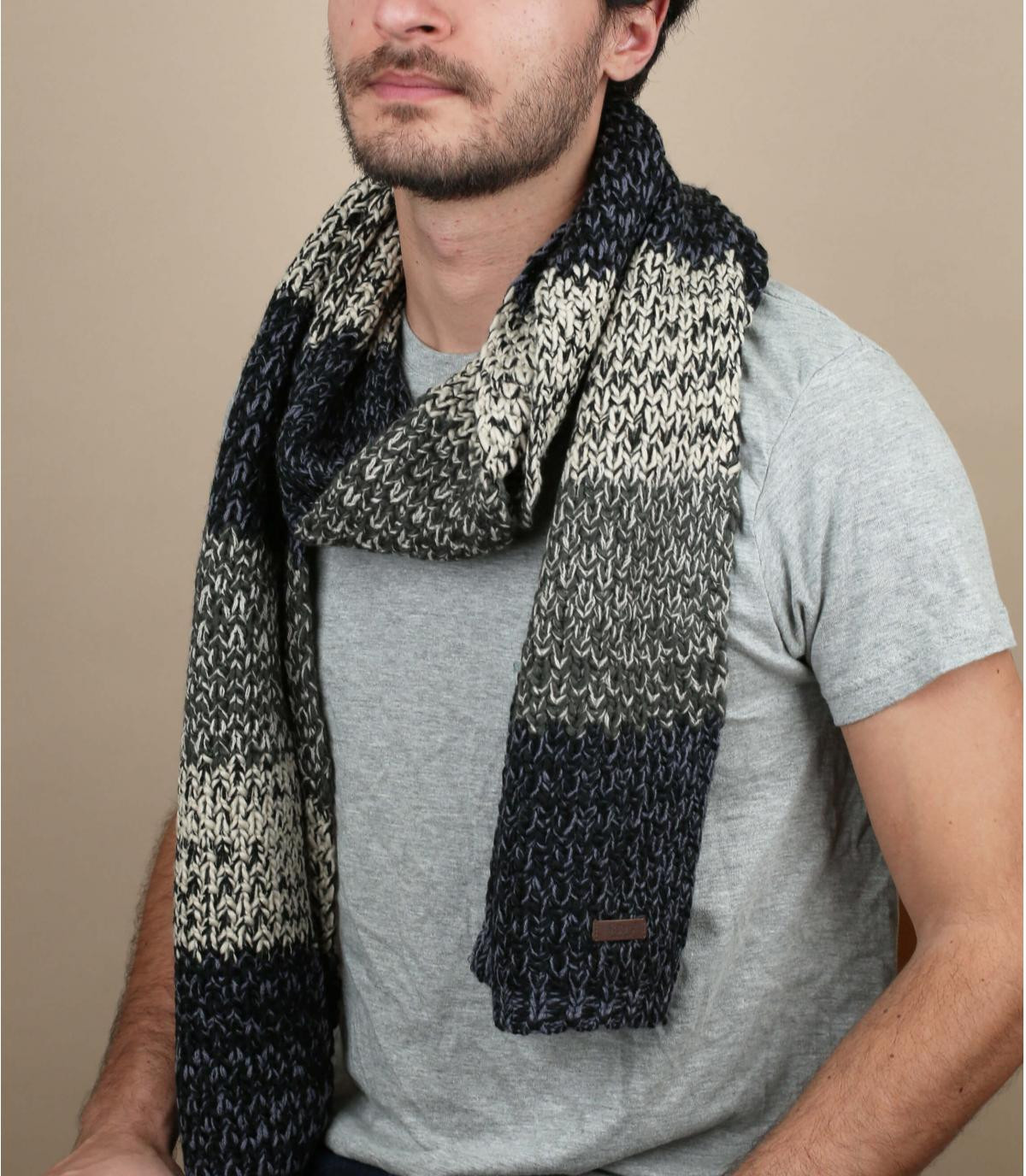 black grey striped scarf Lester Scarf black